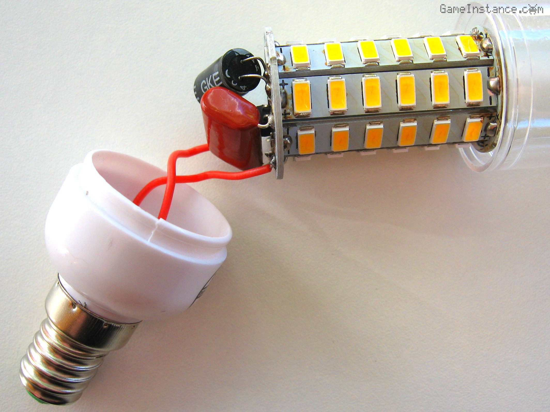 Disassembled consumer LED lamp - Corn cob viewed from the side