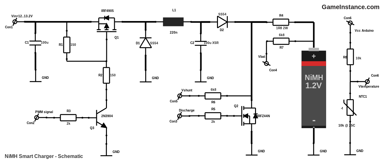 NiMH Single Cell Smart Charger - Circuit diagram