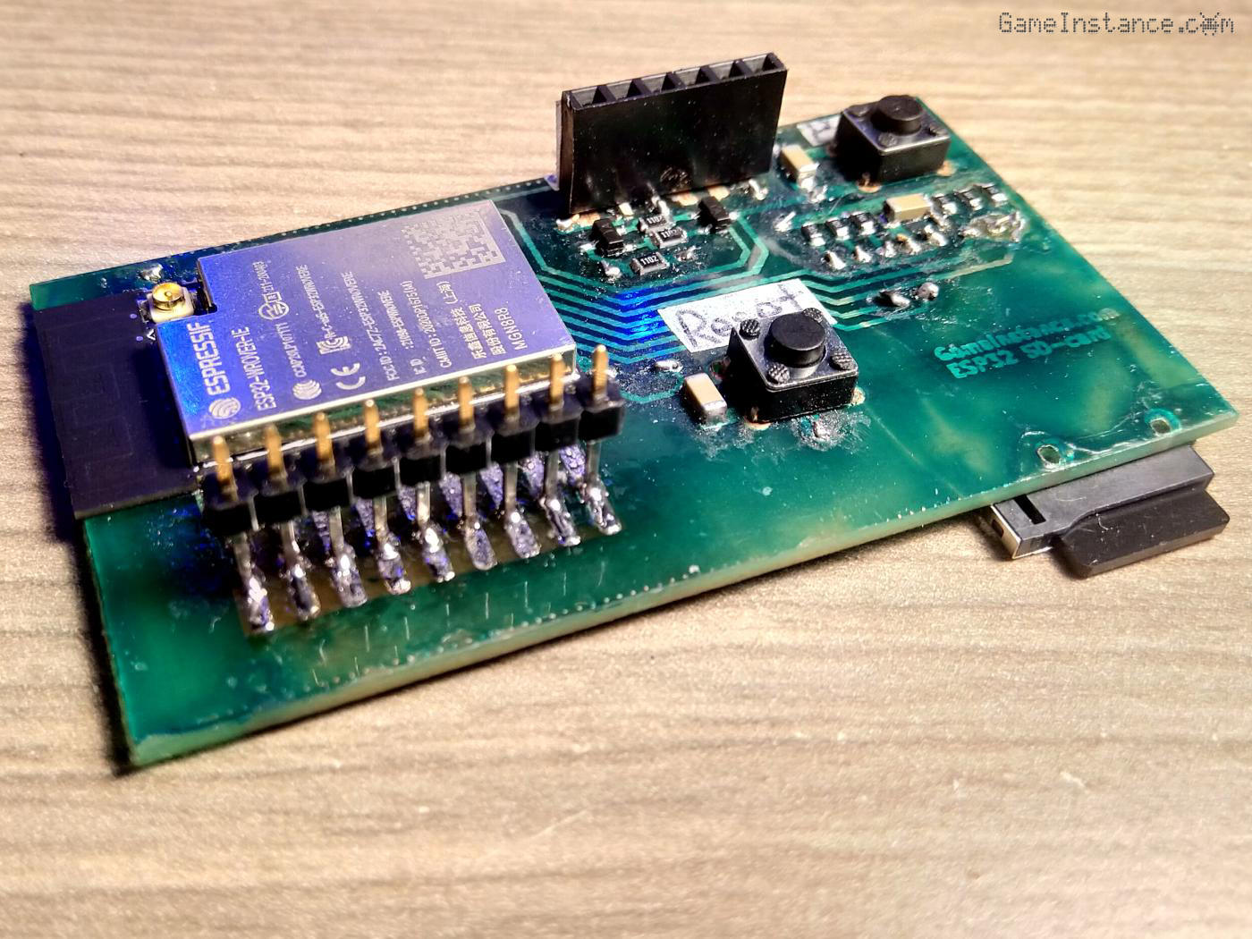 DIY-manufactured logic board: build quality limited by the employed techniques.