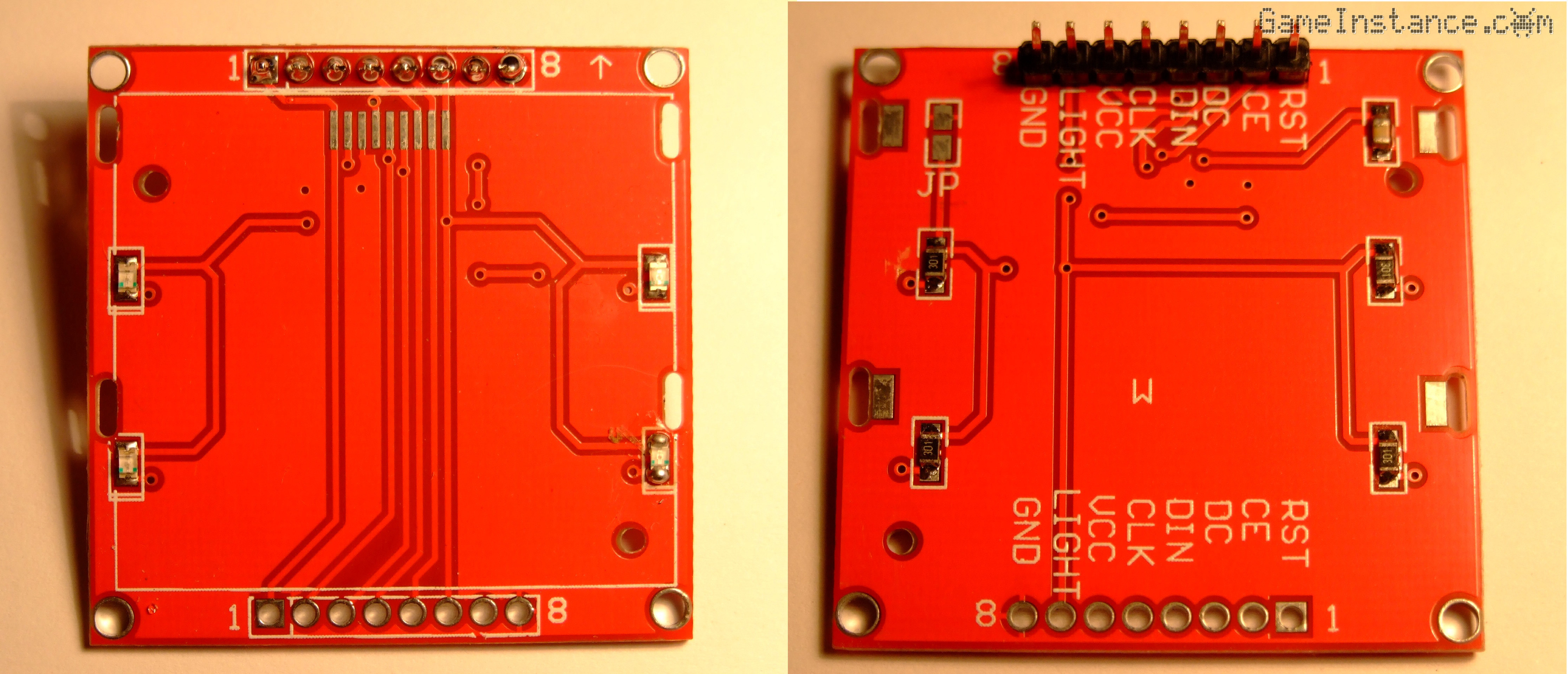 Nokia 5510 LCD - the dual-layer PCB - LEDs on the front, 300 Ohm resistors on the back