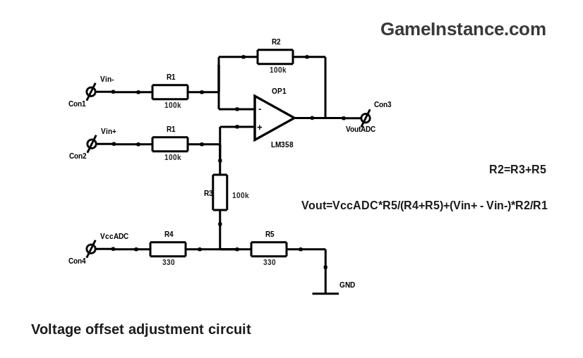 LM358 Op Amp - Offset voltage adjustment circuit