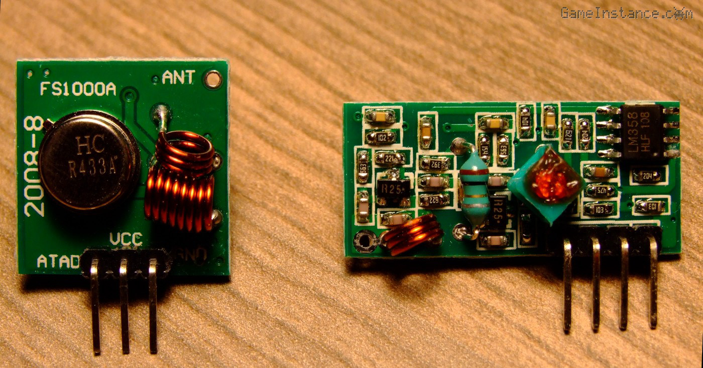 General purpose 433 MHz ASK transmitter (left) and receiver (right) kit