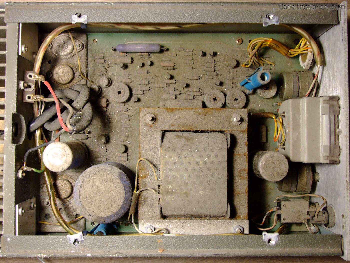 50 years of dust accumulated inside the case of an HP 6289A.
