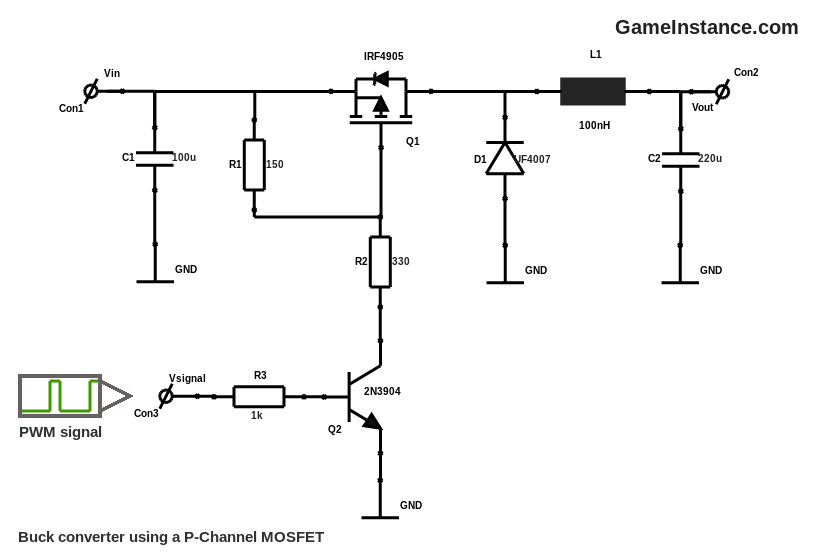 Asynchronous buck converter using a P-Channel MOSFET