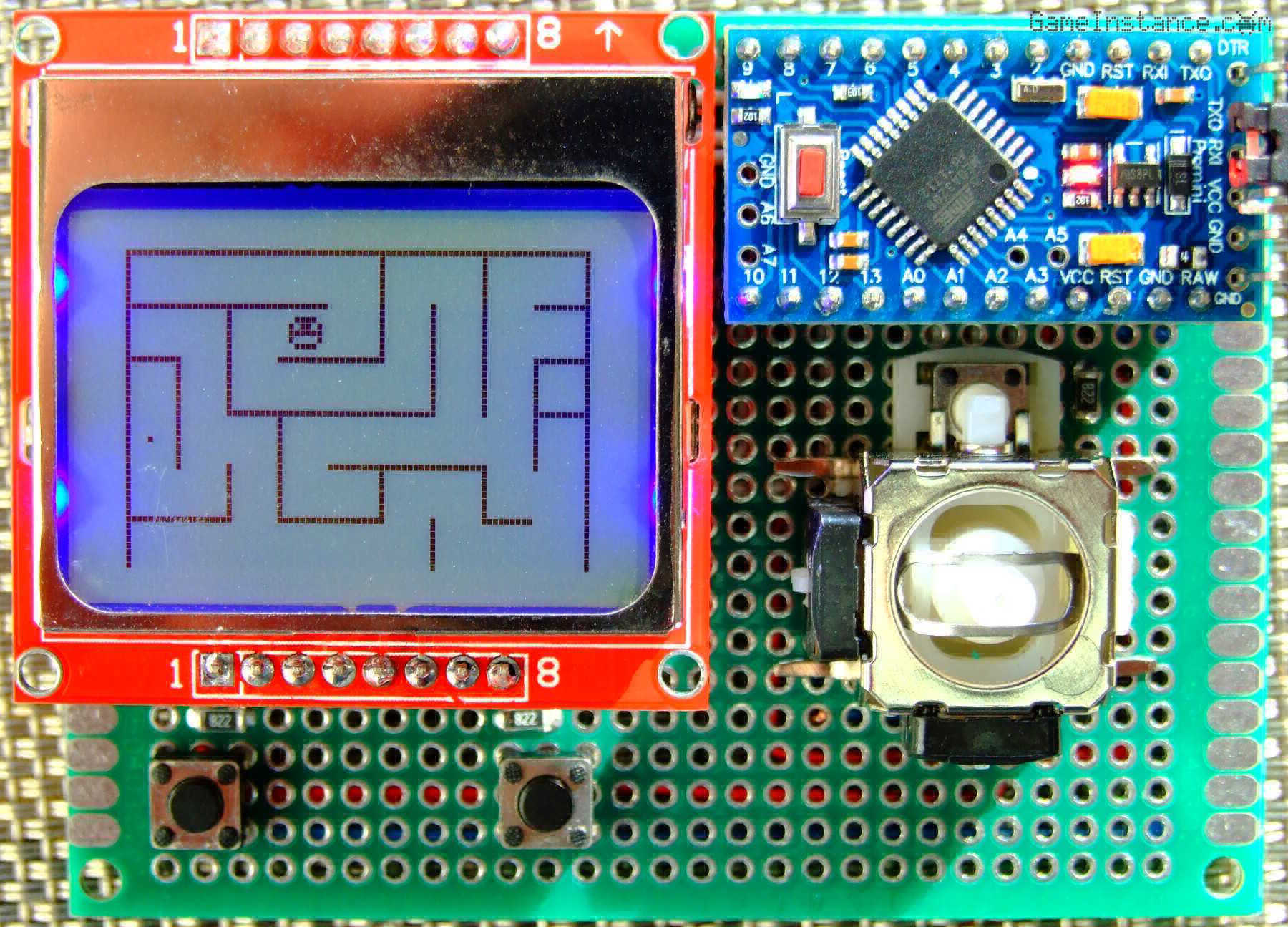 Maze Explorer game - on the first revision of the Arduino Game Console