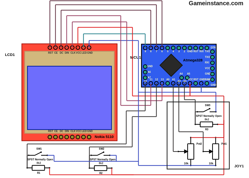 Arduino game console - schematics