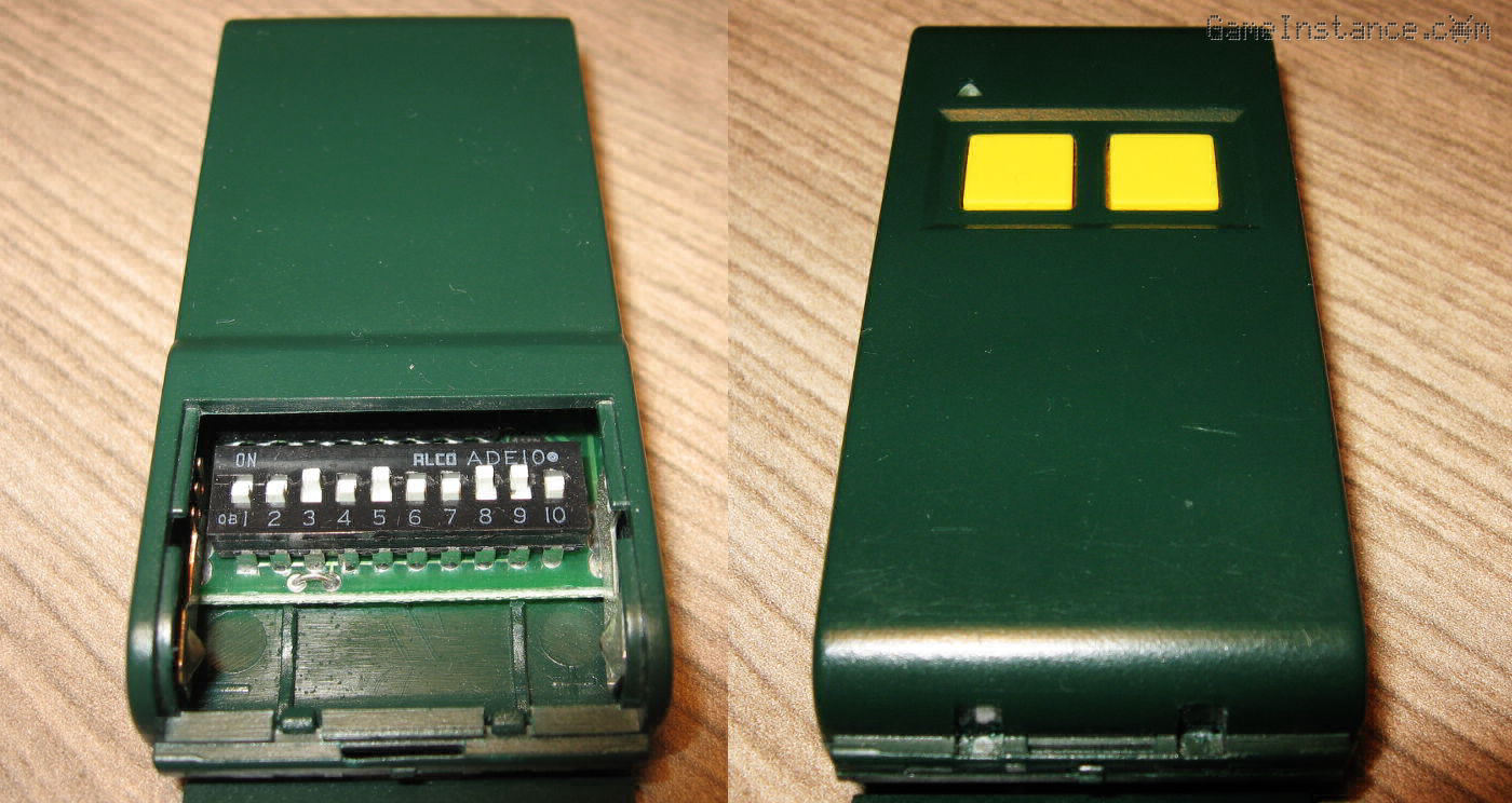 The MPS/TF2E remote control. Left - the lid covered 10 DIP switch key, right - the face of the remote.